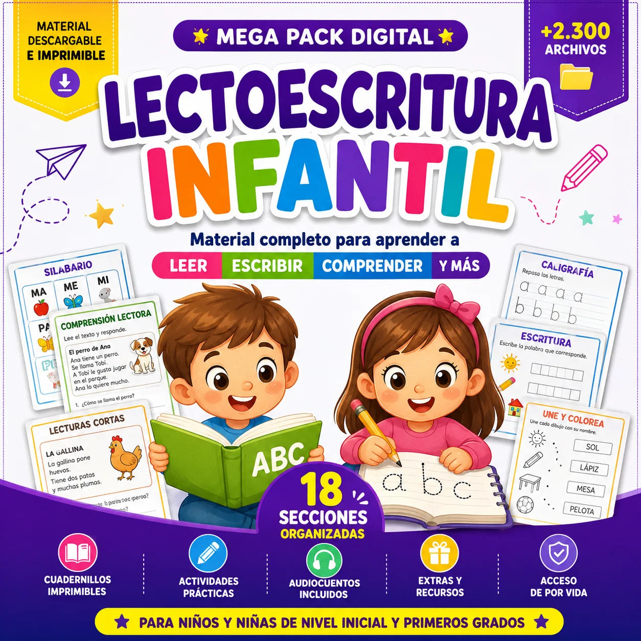SUPER PACK MATERIAL LECTOESCRITURA (DIGITAL - IMPRIMIBLE)