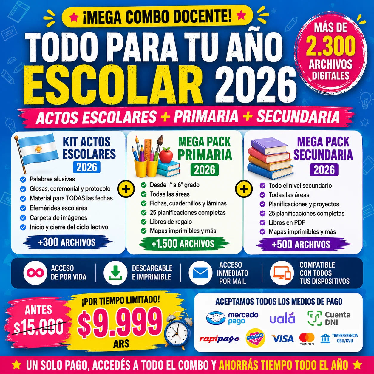 SUPER KIT DOCENTES 2026 - ACTOS + PRIMARIA + SECUNDARIA (DIGITALES – IMPRIMIBLES)